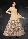 Cream Colour Latest Fancy Designer Festive Wear Soft Net Maslin Silk Digital Print Anakali Gown Collection 7